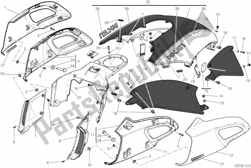 Todas as partes de Tampas Tanque do Ducati Diavel Cromo Brasil 1200 2013